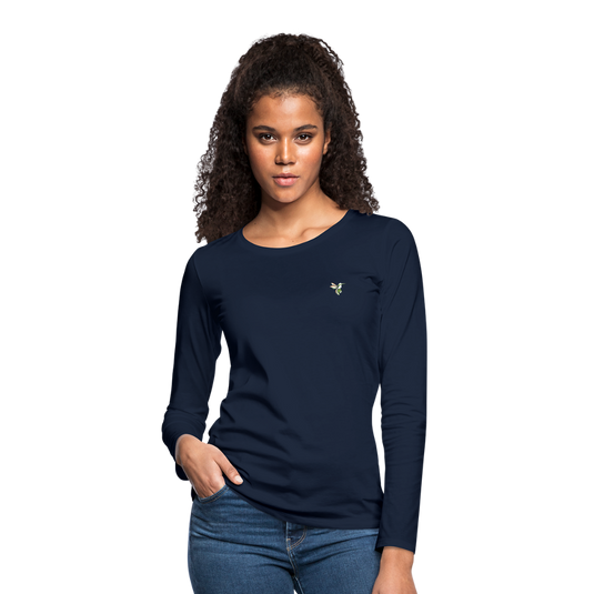 Frauen Premium Langarmshirt Bagde Linie 1 - Navy