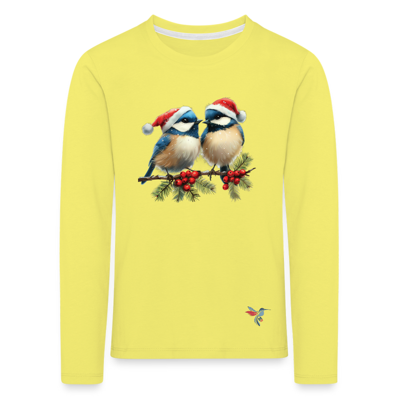 Lade das Bild in Galerie -Viewer, Mirrela Passage Kinder Premium Langarmshirt Two Blue Birds - Gelb
