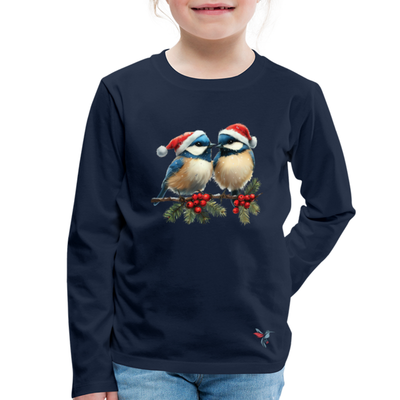 Lade das Bild in Galerie -Viewer, Mirrela Passage Kinder Premium Langarmshirt Two Blue Birds - Navy
