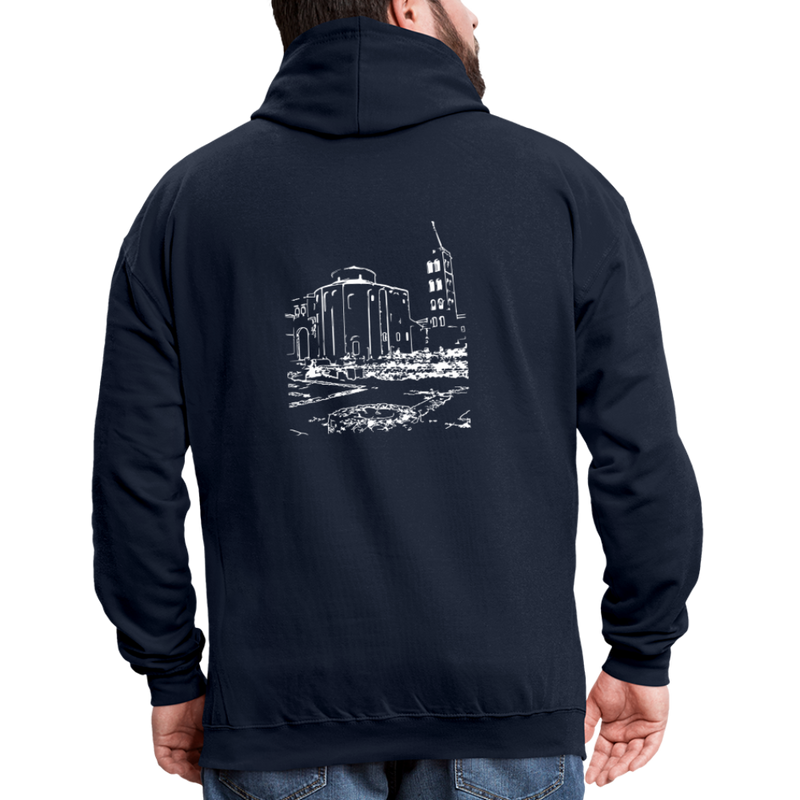 Lade das Bild in Galerie -Viewer, Kontrast-Hoodie Mirrela Passage St. Donat Zadar - Navy/Rot
