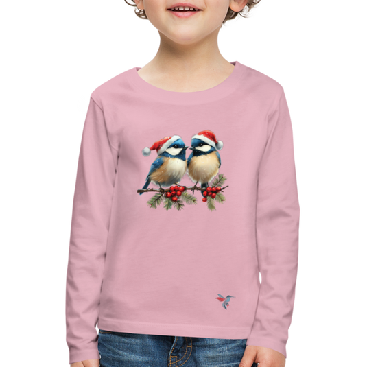 Mirrela Passage Kinder Premium Langarmshirt Two Blue Birds - Hellrosa