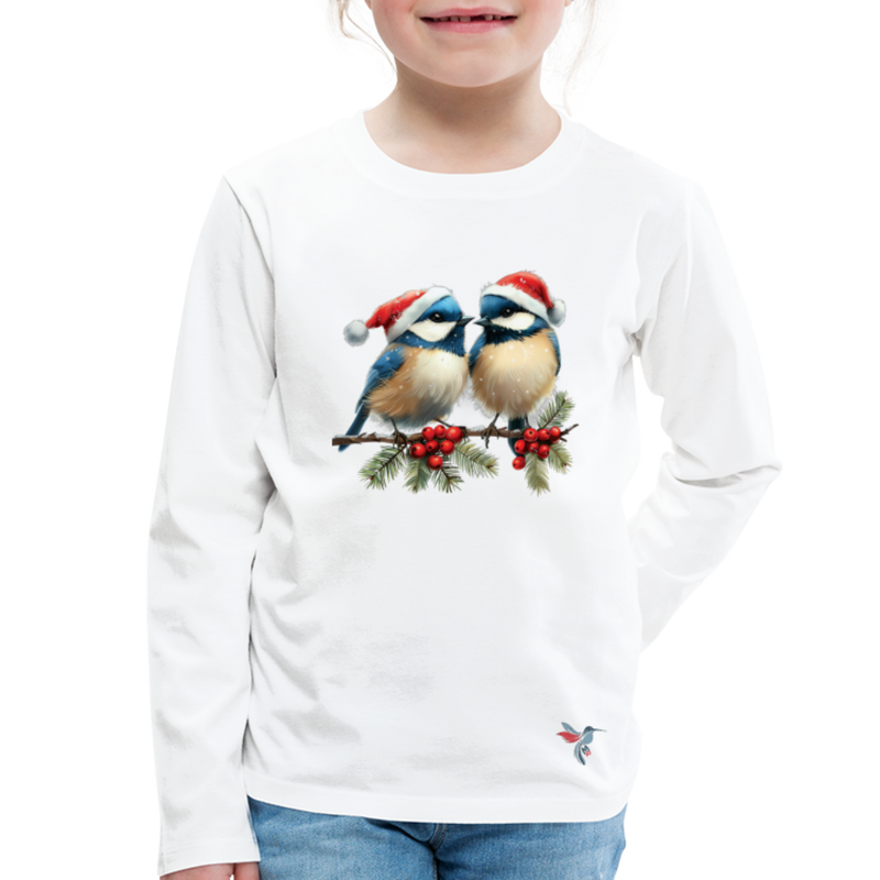 Lade das Bild in Galerie -Viewer, Mirrela Passage Kinder Premium Langarmshirt Two Blue Birds - Weiß
