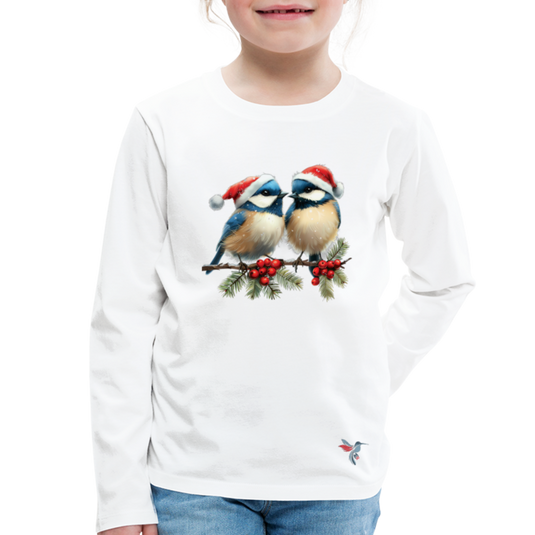 Mirrela Passage Kinder Premium Langarmshirt Two Blue Birds - Weiß