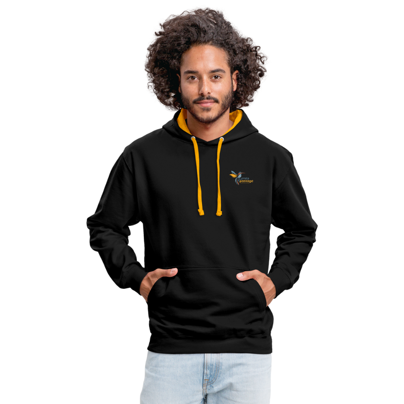 Lade das Bild in Galerie -Viewer, Kontrast-Hoodie Schwarz Gelb Mirrela Passage AA9 Club 15 - Schwarz/Gold
