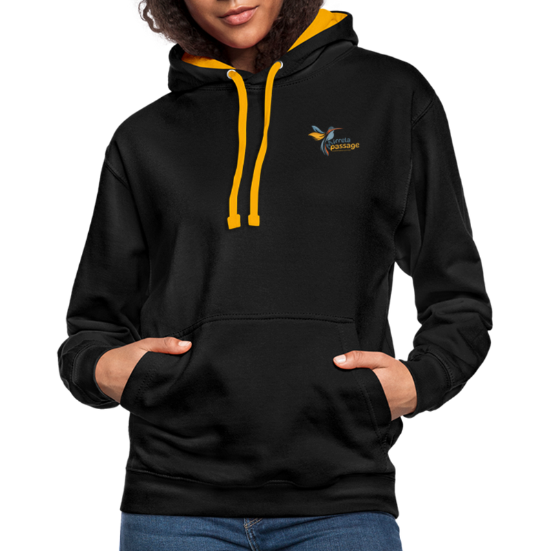 Lade das Bild in Galerie -Viewer, Kontrast-Hoodie Schwarz Gelb Mirrela Passage AA9 Club 15 - Schwarz/Gold
