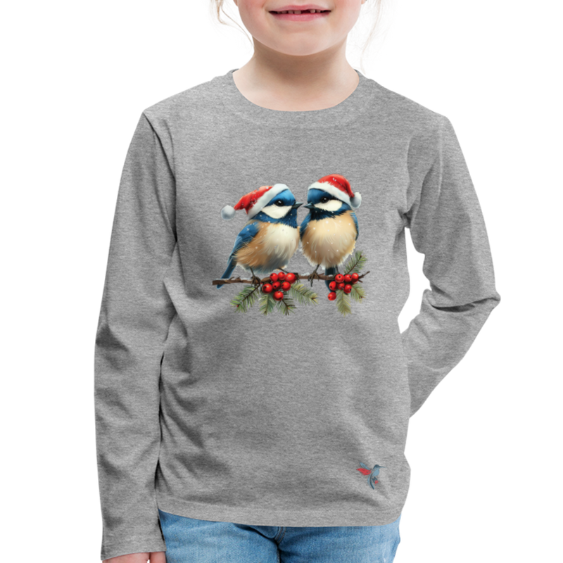 Lade das Bild in Galerie -Viewer, Mirrela Passage Kinder Premium Langarmshirt Two Blue Birds - Grau meliert
