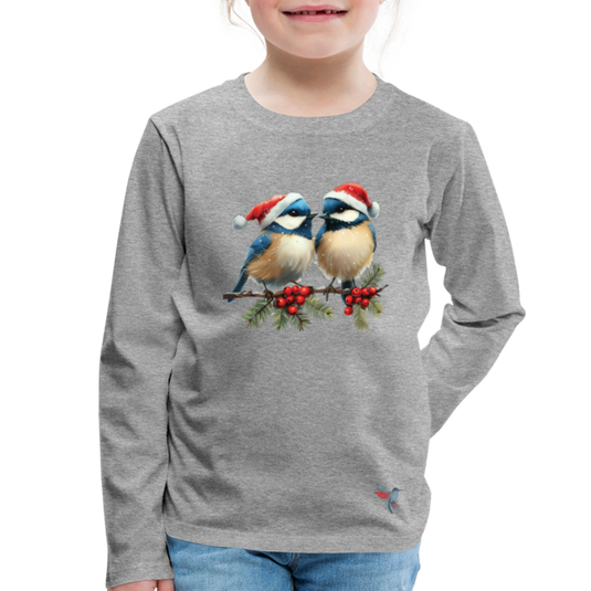 Mirrela Passage Kinder Premium Langarmshirt Two Blue Birds - Grau meliert