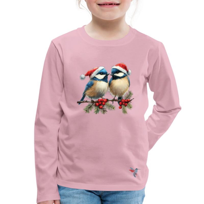 Lade das Bild in Galerie -Viewer, Mirrela Passage Kinder Premium Langarmshirt Two Blue Birds - Hellrosa
