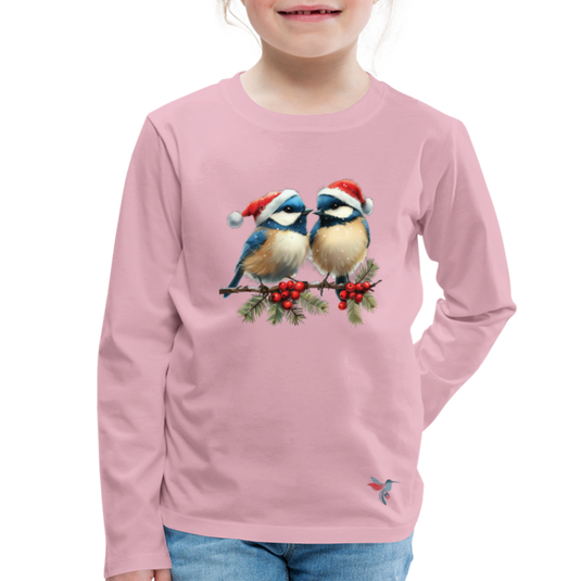 Mirrela Passage Kinder Premium Langarmshirt Two Blue Birds - Hellrosa