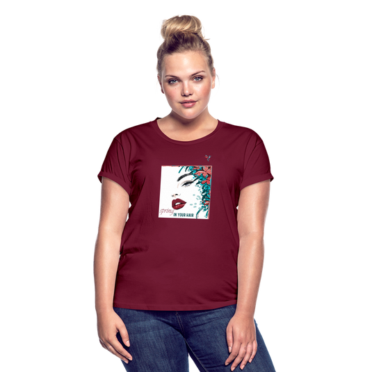 Frauen Oversize T-Shirt SPRING Color Malve Kolibri angepasst - Bordeaux