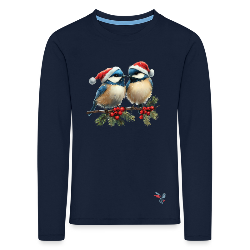 Lade das Bild in Galerie -Viewer, Mirrela Passage Kinder Premium Langarmshirt Two Blue Birds - Navy
