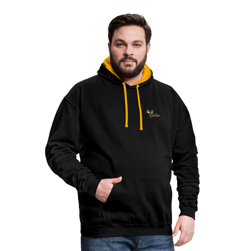 Lade das Bild in Galerie -Viewer, Kontrast-Hoodie Schwarz Gelb Mirrela Passage AA9 Club 15 - Schwarz/Gold
