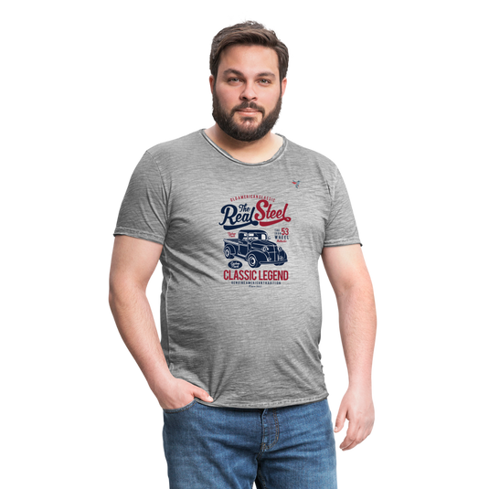 Männer Vintage T-Shirt The Real Steel - Vintage Grau