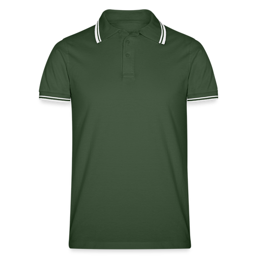 Männer Tipped Poloshirt - Tannengrün/Weiß