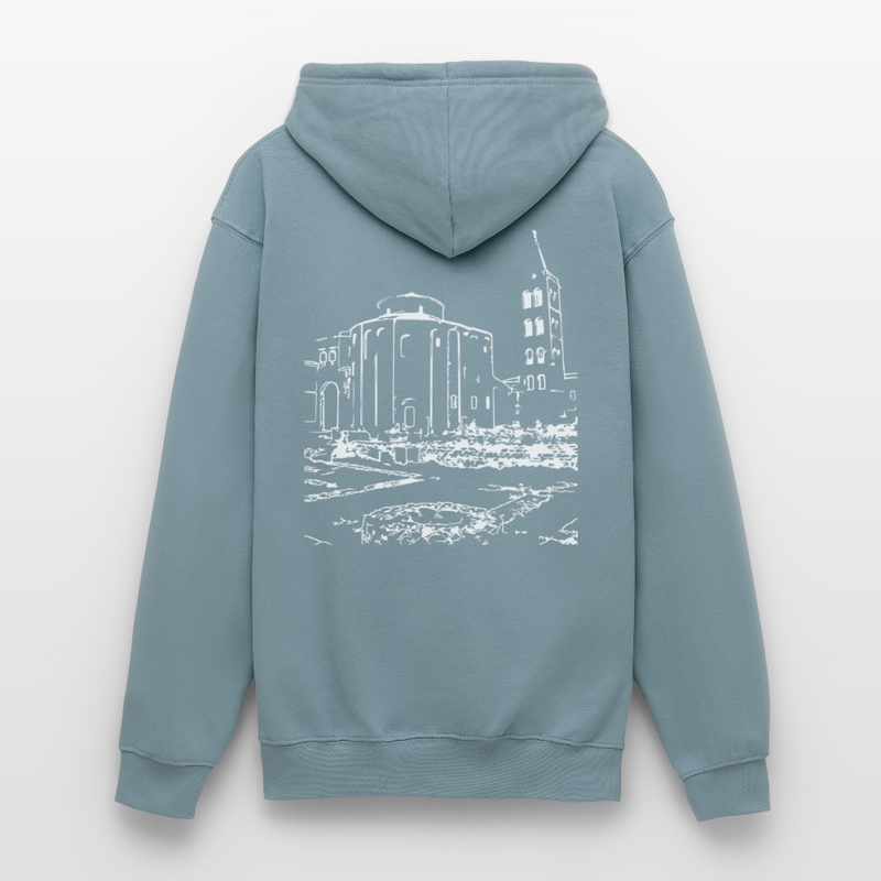 Lade das Bild in Galerie -Viewer, Mirrela Passage Unisex Hoodie GRAU TÜRKIS AA2 St. Donat - Nebelblau
