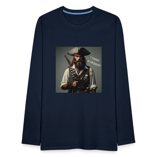 Mirrela Passage Männer Premium Langarmshirt I need a skipper - Navy