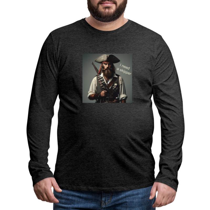 Lade das Bild in Galerie -Viewer, Mirrela Passage Männer Premium Langarmshirt I need a skipper - Anthrazit
