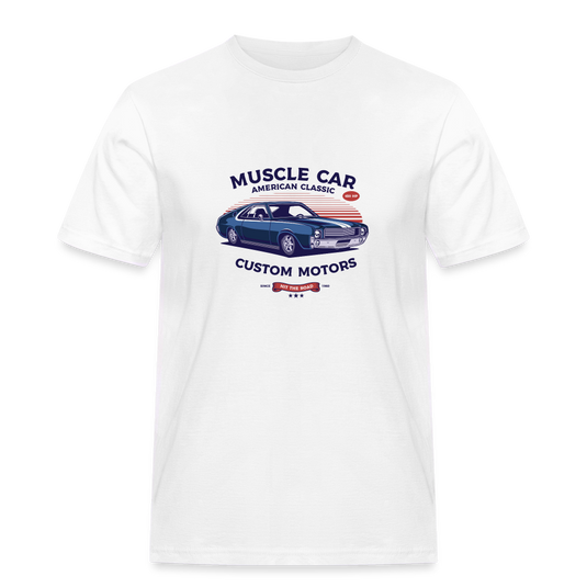 Männer Workwear T-Shirt Muscle Car 1 - Weiß