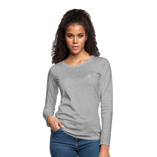 Frauen Premium Langarmshirt Bagde Linie 1 - Grau meliert