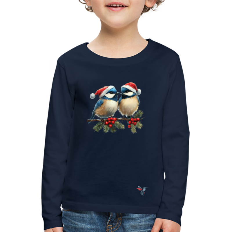 Lade das Bild in Galerie -Viewer, Mirrela Passage Kinder Premium Langarmshirt Two Blue Birds - Navy
