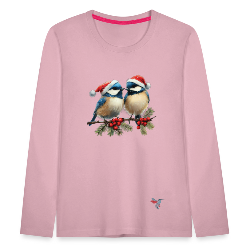 Lade das Bild in Galerie -Viewer, Mirrela Passage Kinder Premium Langarmshirt Two Blue Birds - Hellrosa
