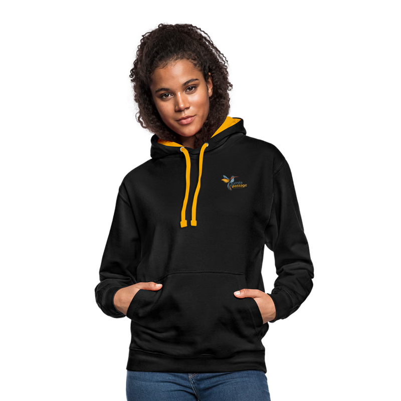 Lade das Bild in Galerie -Viewer, Kontrast-Hoodie Schwarz Gelb Mirrela Passage AA9 Club 15 - Schwarz/Gold
