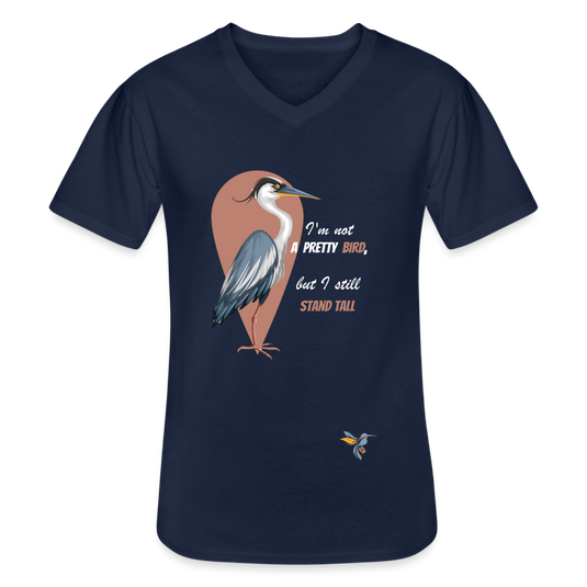 Klassisches Männer-T-Shirt mit V-Ausschnitt A Pretty Bird 2 - Navy