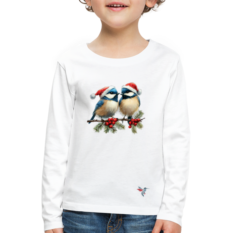 Lade das Bild in Galerie -Viewer, Mirrela Passage Kinder Premium Langarmshirt Two Blue Birds - Weiß
