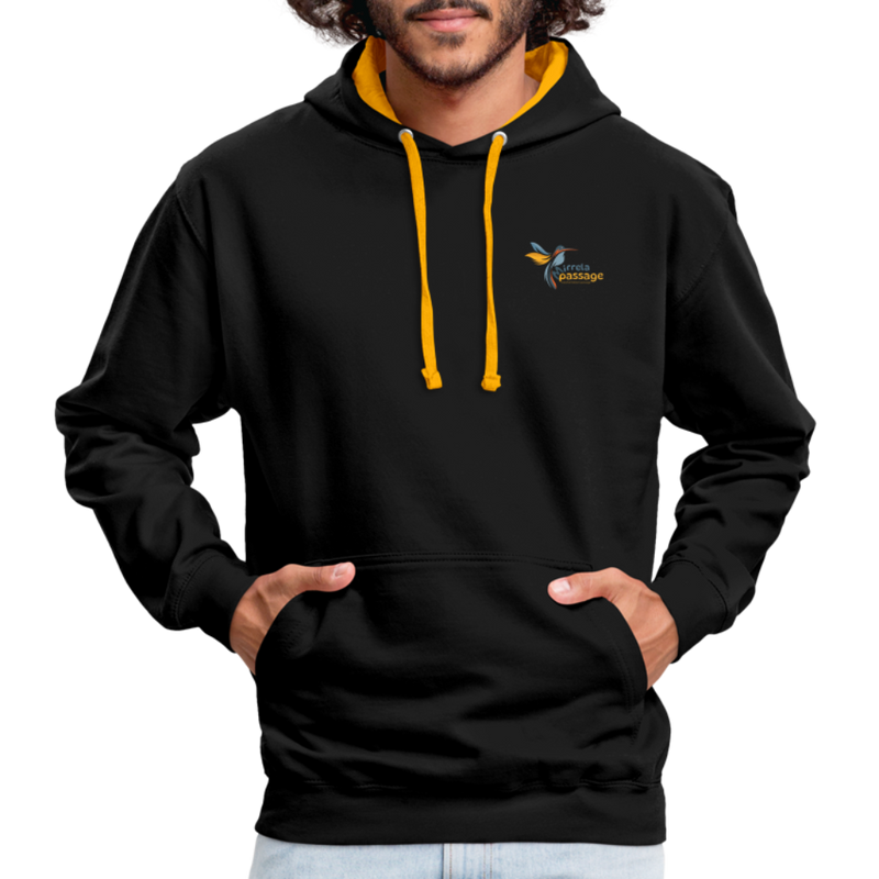 Lade das Bild in Galerie -Viewer, Kontrast-Hoodie Schwarz Gelb Mirrela Passage AA9 Club 15 - Schwarz/Gold
