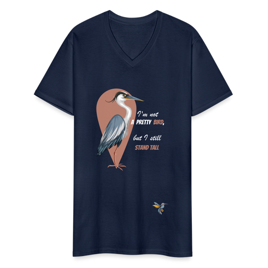 Klassisches Männer-T-Shirt mit V-Ausschnitt A Pretty Bird 2 - Navy