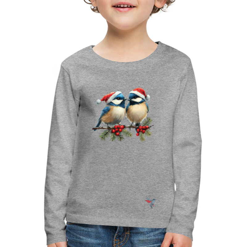 Lade das Bild in Galerie -Viewer, Mirrela Passage Kinder Premium Langarmshirt Two Blue Birds - Grau meliert
