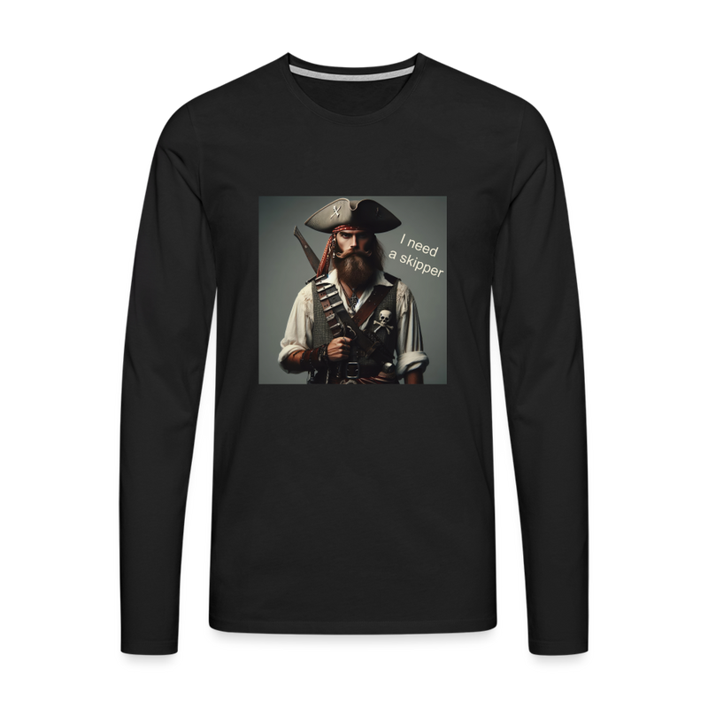 Lade das Bild in Galerie -Viewer, Mirrela Passage Männer Premium Langarmshirt I need a skipper - Schwarz
