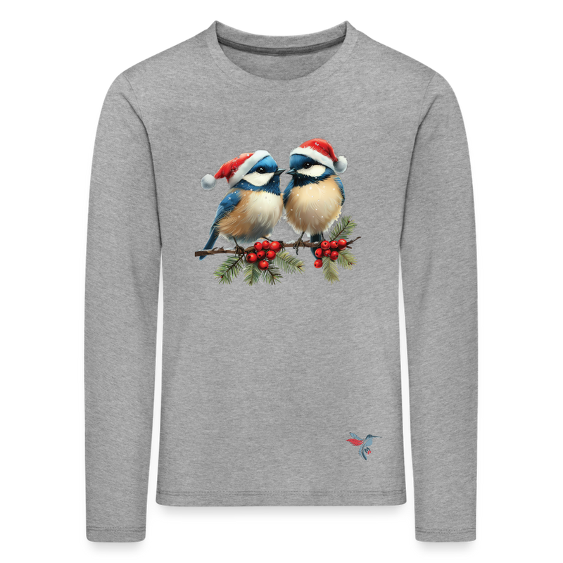 Lade das Bild in Galerie -Viewer, Mirrela Passage Kinder Premium Langarmshirt Two Blue Birds - Grau meliert
