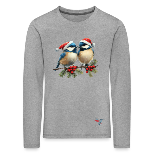 Mirrela Passage Kinder Premium Langarmshirt Two Blue Birds - Grau meliert