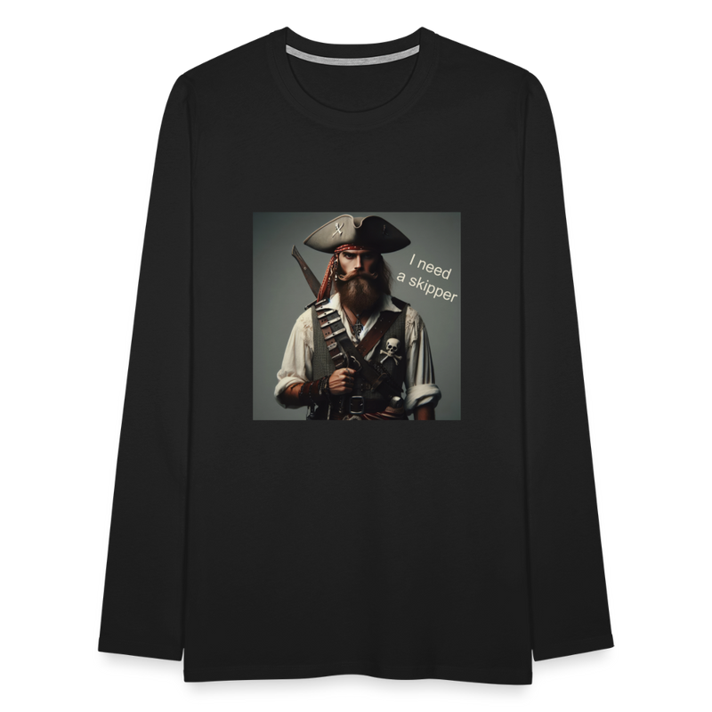 Lade das Bild in Galerie -Viewer, Mirrela Passage Männer Premium Langarmshirt I need a skipper - Schwarz
