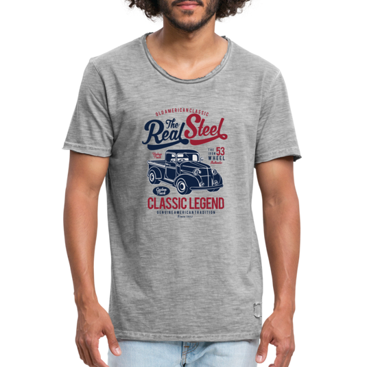 Männer Vintage T-Shirt Real Steel - Vintage Grau