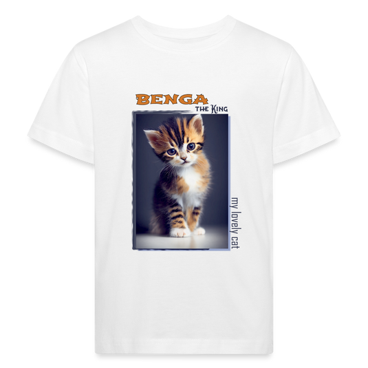 Kinder Bio-T-Shirt Katze Benga 1 - weiß