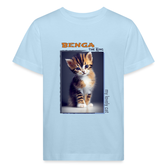 Kinder Bio-T-Shirt Katze Benga 1 - Hellblau