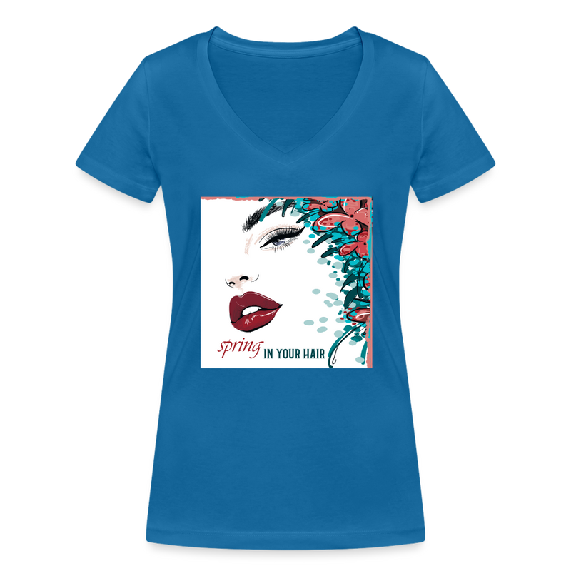 Lade das Bild in Galerie -Viewer, Frauen Bio-T-Shirt mit V-Ausschnitt von Stanley &amp; Stella Spring in Your Hair - Pfauenblau
