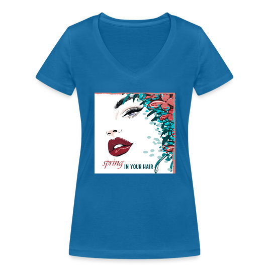 Frauen Bio-T-Shirt mit V-Ausschnitt von Stanley & Stella Spring in Your Hair - Pfauenblau