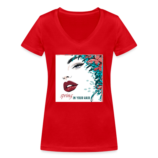 Frauen Bio-T-Shirt mit V-Ausschnitt von Stanley & Stella Spring in Your Hair - Rot