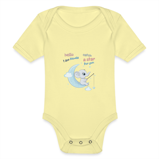 Baby Bio-Kurzarm-Body Elefant Kenda - Hellgelb