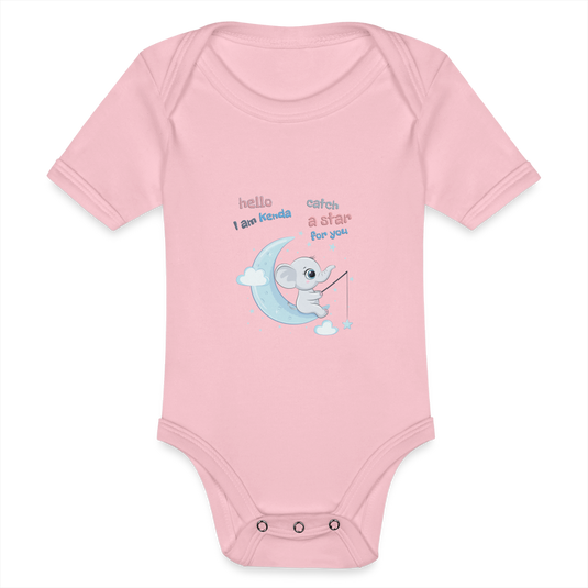 Baby Bio-Kurzarm-Body Elefant Kenda - Hellrosa