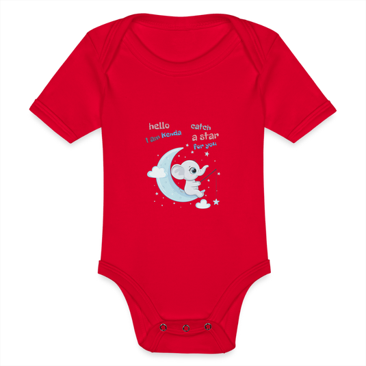 Baby Bio-Kurzarm-Body Elefant Kenda - Rot