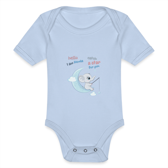 Baby Bio-Kurzarm-Body Elefant Kenda - Sky