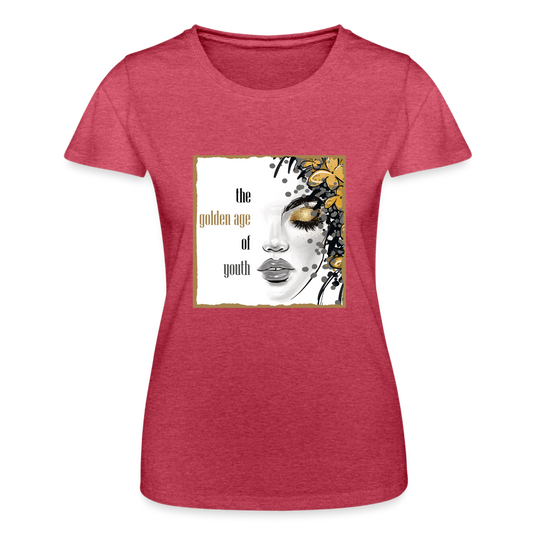 Frauen-T-Shirt von Fruit of the Loom Golden Age Of Youth - Rot meliert