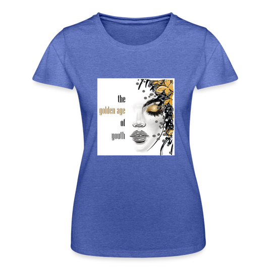 Frauen-T-Shirt von Fruit of the Loom Golden Age Of Youth weiss - Blau meliert