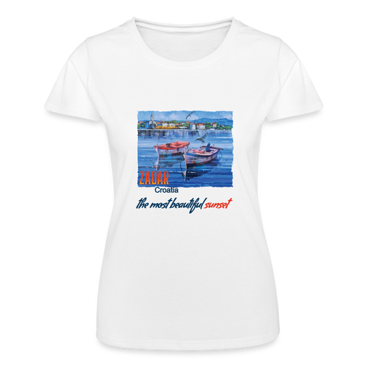 Frauen-T-Shirt von Fruit of the Loom Beautiful Sunset Zadar - weiß