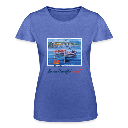 Frauen-T-Shirt von Fruit of the Loom Beautiful Sunset Zadar - Blau meliert