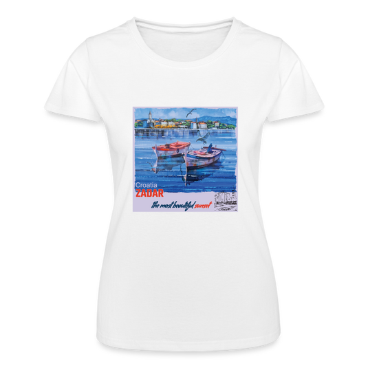 Frauen-T-Shirt von Fruit of the Loom Beautiful Sunset Zadar 2 - weiß